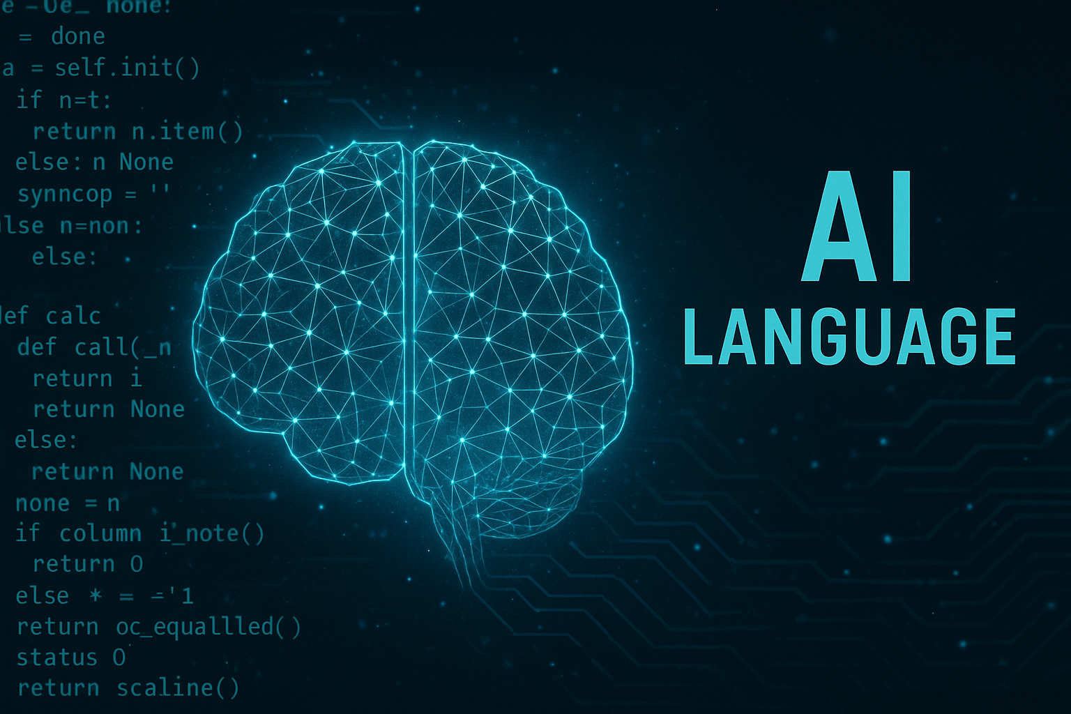 Lenguaje técnico de la inteligencia artificial representado por códigos y redes neuronales.